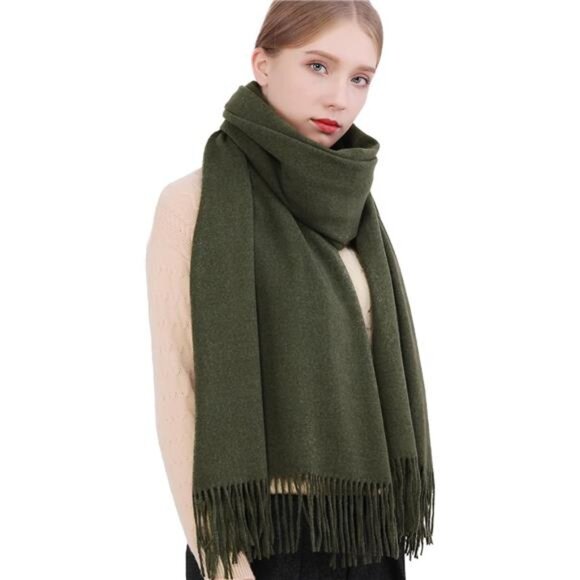 Women Pashmina Shawls Wraps Warm Soft Green - Picture 5 of 7